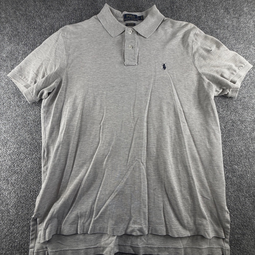Polo Ralph Lauren Mens Grey Stretch Mesh Short Sleeve Polo Shirt Large 0307